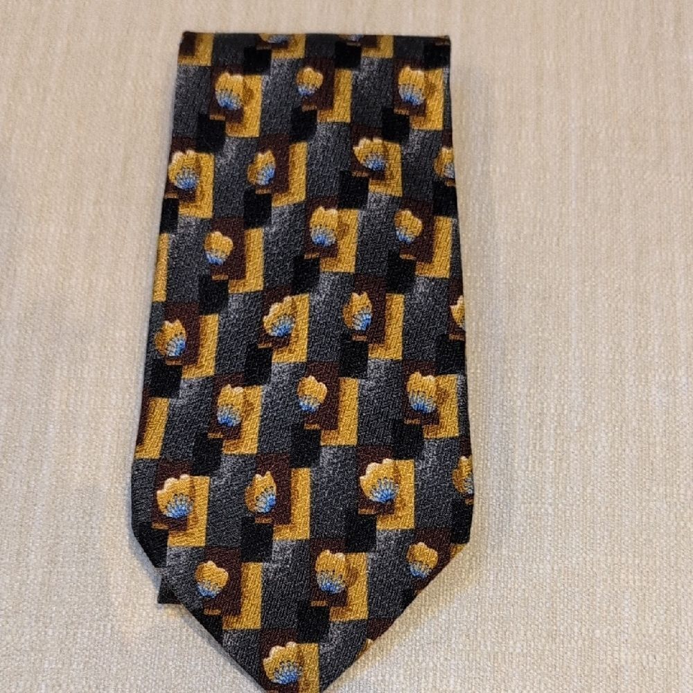 Ermenegildo Zegna Geometric Pattern 100% Silk Men's Necktie Made In Italy